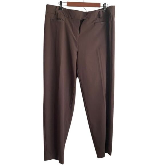 Avenue Women Pants  Brown Straight‎ Leg High Rise Office Travel Neutral Capsule - Picture 1 of 10